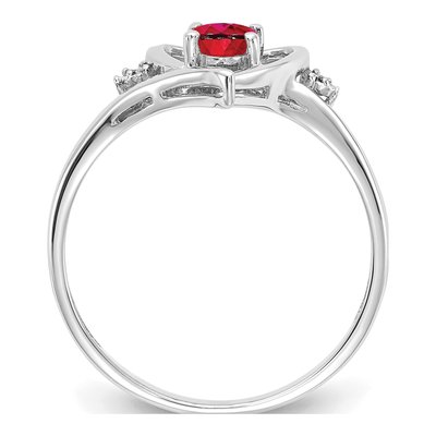 14K White Gold Ruby & Diamond Heart Ring – view 2