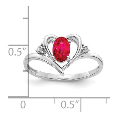 14K White Gold Ruby & Diamond Heart Ring – view 3