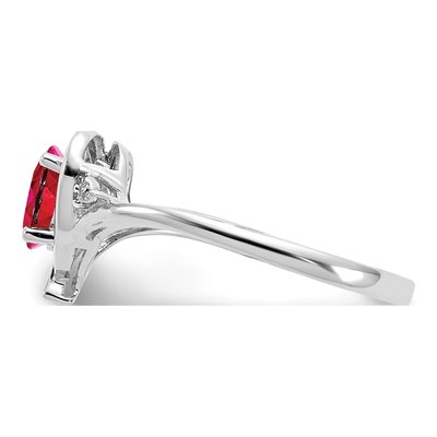 14K White Gold Ruby & Diamond Heart Ring – view 4
