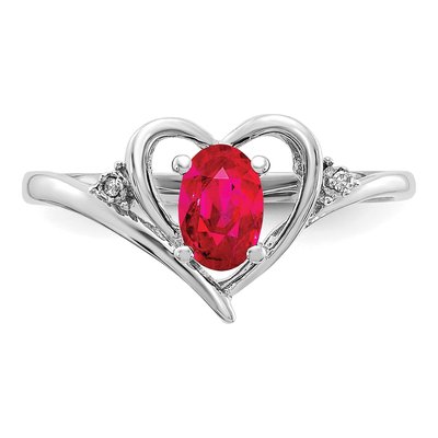 14K White Gold Ruby & Diamond Heart Ring – view 5