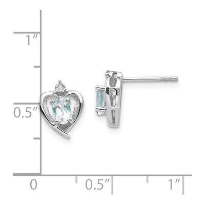 14K White Gold Oval Aquamarine & Diamond Heart Stud Earrings – view 5