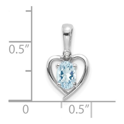 14K White Gold Aquamarine & Diamond Heart Pendant – view 3