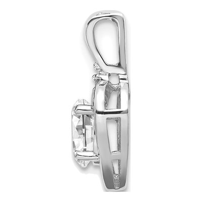 14K White Gold White Topaz & Diamond April Birthstone Heart Pendant – view 2