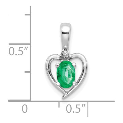 14K White Gold Emerald & Diamond Heart Pendant – view 4