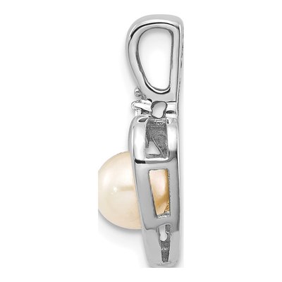 14K White Gold Freshwater Cultured Pearl & Diamond Heart Pendant – view 2