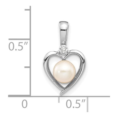 14K White Gold Freshwater Cultured Pearl & Diamond Heart Pendant – view 3
