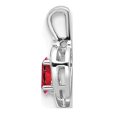 14K White Gold Ruby & Diamond July Heart Pendant – view 3