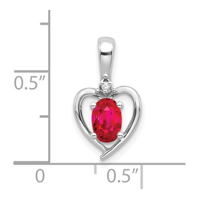 14K White Gold Ruby & Diamond July Heart Pendant – view 4