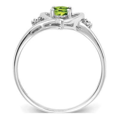 14K White Gold Peridot & Diamond Heart Ring – view 2