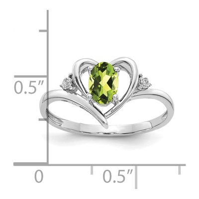 14K White Gold Peridot & Diamond Heart Ring – view 3