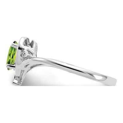 14K White Gold Peridot & Diamond Heart Ring – view 4