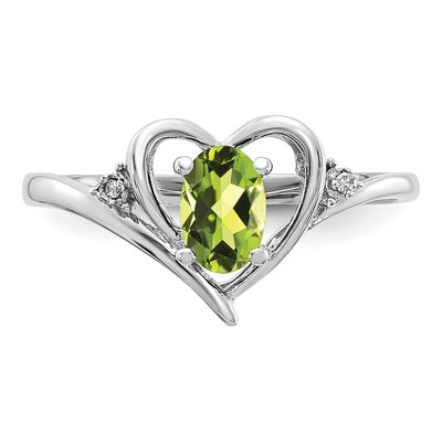 14K White Gold Peridot & Diamond Heart Ring – view 5