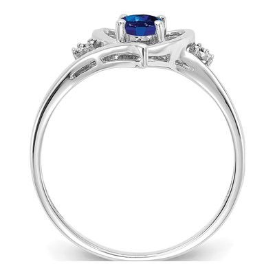 14K White Gold Sapphire & Diamond Heart Ring – view 2