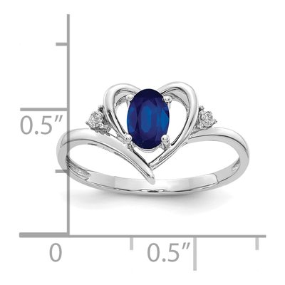 14K White Gold Sapphire & Diamond Heart Ring – view 3