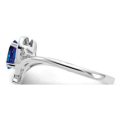 14K White Gold Sapphire & Diamond Heart Ring – view 4