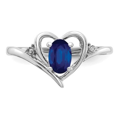 14K White Gold Sapphire & Diamond Heart Ring – view 5