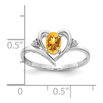 14K White Gold Citrine & Diamond Heart Ring – view 3