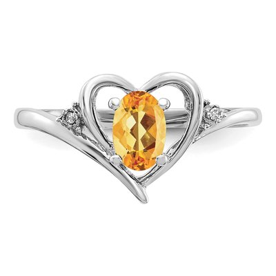 14K White Gold Citrine & Diamond Heart Ring – view 5