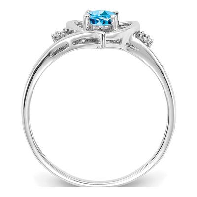 14K White Gold Swiss Blue Topaz & Diamond Heart Ring – view 2