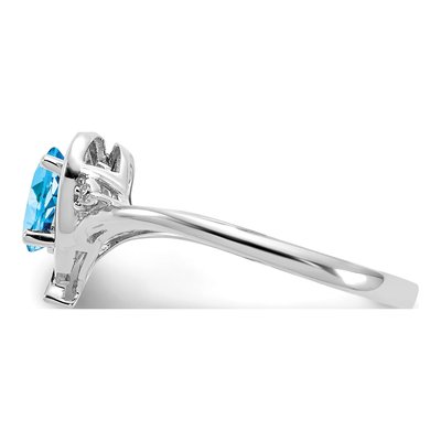 14K White Gold Swiss Blue Topaz & Diamond Heart Ring – view 4