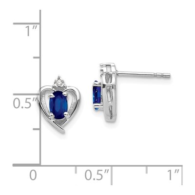 14K White Gold Oval Sapphire & Diamond Heart Stud Earrings – view 4