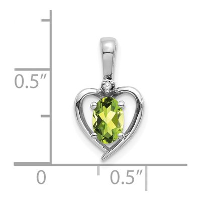 14K White Gold Peridot & Diamond Heart Pendant – view 3
