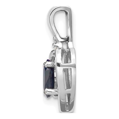 14K White Gold Sapphire & Diamond September Heart Pendant – view 2