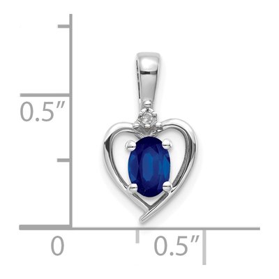 14K White Gold Sapphire & Diamond September Heart Pendant – view 3