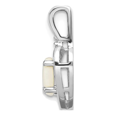 14K White Gold Opal & Diamond October Heart Pendant – view 3