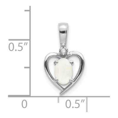14K White Gold Opal & Diamond October Heart Pendant – view 4