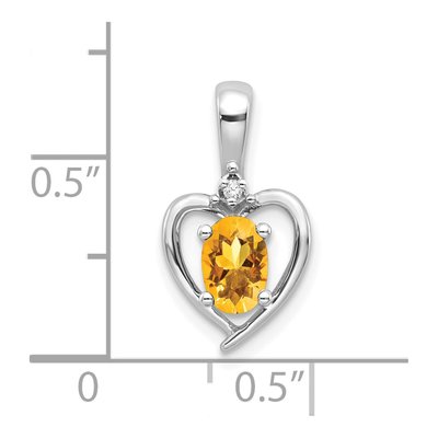 14K White Gold Citrine & Diamond Heart Pendant – view 3