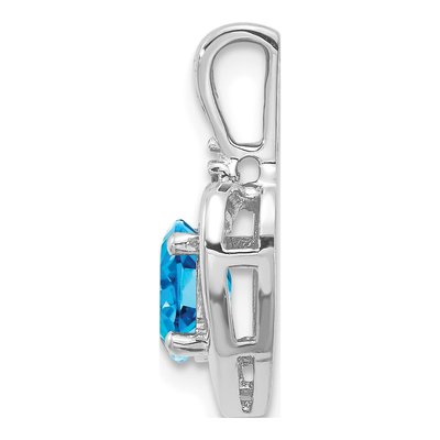 14K White Gold Swiss Blue Topaz & Diamond December Birthstone Heart Pendant – view 3