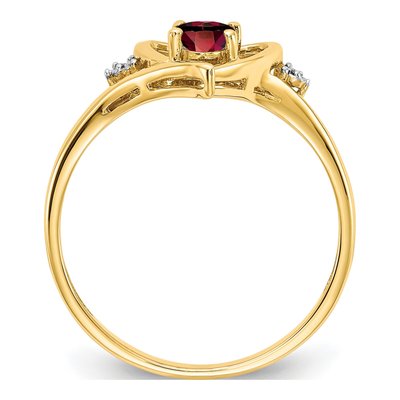 14K Yellow Gold Garnet & Diamond Heart Ring – view 2