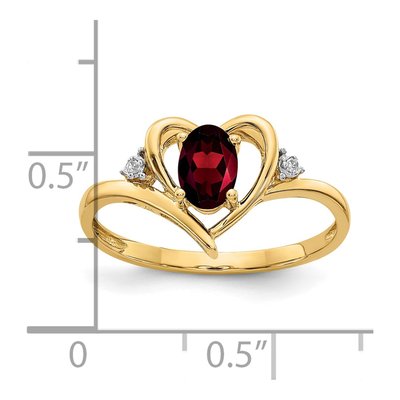 14K Yellow Gold Garnet & Diamond Heart Ring – view 3