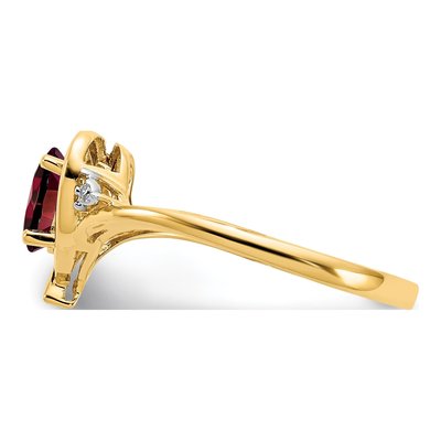 14K Yellow Gold Garnet & Diamond Heart Ring – view 4