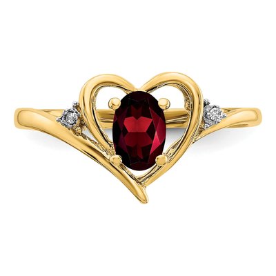 14K Yellow Gold Garnet & Diamond Heart Ring – view 5