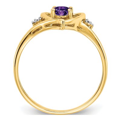 14K Yellow Gold Amethyst & Diamond Heart Ring – view 2
