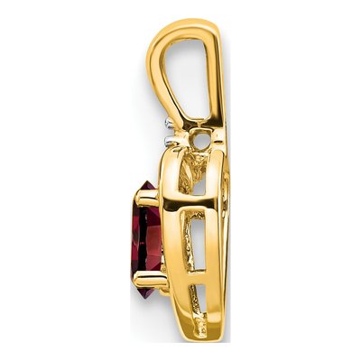 14K Yellow Gold Garnet & Diamond January Heart Pendant – view 3