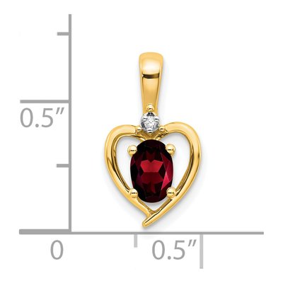 14K Yellow Gold Garnet & Diamond January Heart Pendant – view 4