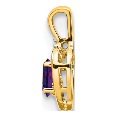 14K Yellow Gold Amethyst & Diamond Heart Pendant – view 2