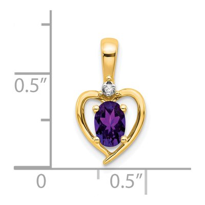 14K Yellow Gold Amethyst & Diamond Heart Pendant – view 3