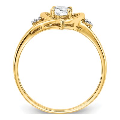 14K Yellow Gold White Topaz & Diamond Heart Ring – view 2
