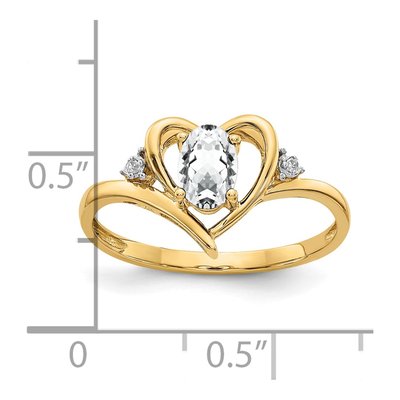 14K Yellow Gold White Topaz & Diamond Heart Ring – view 3