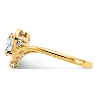 14K Yellow Gold White Topaz & Diamond Heart Ring – view 4