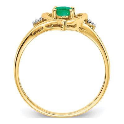 14K Yellow Gold Emerald & Diamond Heart Ring – view 2