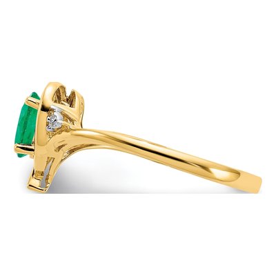 14K Yellow Gold Emerald & Diamond Heart Ring – view 4