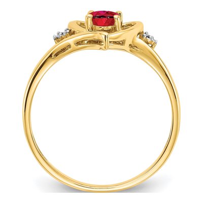 14K Yellow Gold Ruby & Diamond Heart Ring – view 2