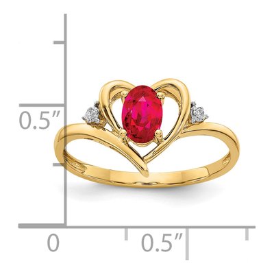 14K Yellow Gold Ruby & Diamond Heart Ring – view 3