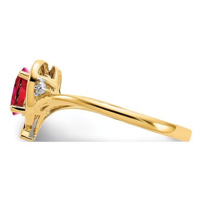 14K Yellow Gold Ruby & Diamond Heart Ring – view 4