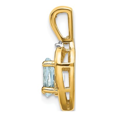 14K Yellow Gold Aquamarine & Diamond Heart Pendant – view 2